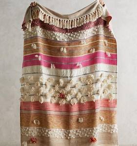 Manta Decorativa Tejida a Mano de Chenilla de Algodón con Borlas Estilo Boho – Manta Decorativa para Sofá y Hogar - Product Image 1