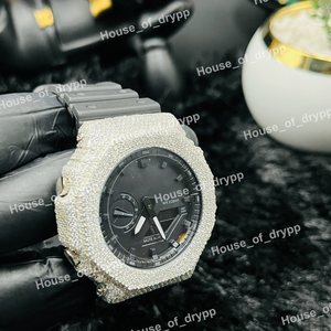 Reloj de pulsera de lujo para hombre con esfera negra plateada y diamantes de moissanita VVS, estilo hip hop, regalo llamativo y brillante para él. - Product Image 2