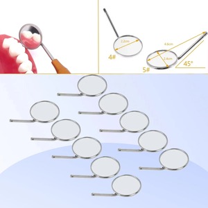 Miroir buccal dentaire manuel, réflecteur en acier inoxydable, poignée ergonomique pour examen buccal, nettoyage des dents, 10 pièces/ensemble - Product Image 3