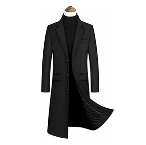 Abrigo largo tipo gabardina color caqui para hombre de talla grande, con doble botonadura, cinturón y hombreras. - Product Image 4