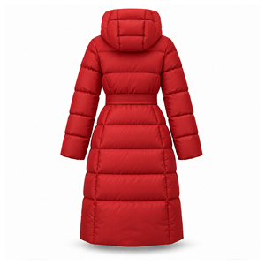 Women'<b>s</b> Red Long Puffer <b>Coat</b> <b>Winter</b> <b>Warm</b> Hooded Belted Quilted Parka Windproof <b>Winter</b> <b>Coat</b> Casual Thick Polyester Slim Fit <b>Coat</b> - Product Image 3