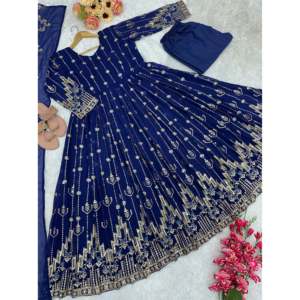 Magnifique robe Anarkali et pantalon avec dupatta fantaisie pour les fêtes et les clubs, tenue de soirée - Product Image 1