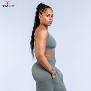 Vêtements de fitness, soutien-gorge de sport rembourré léger à compression, logo personnalisé sur le devant, nylon de haute qualité, pour femmes - Product Image 4