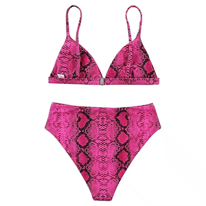 Girls' Pink Bikini Set 1 Piece Triangle Top Other Bottoms Stretch Spandex/Polyester Tummy Control Quick Dry Anti-UV Swimwear - Product Image 1
