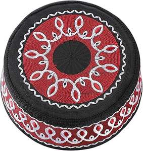 Chapeaux de prière musulmans imprimés brodés, respirants, couleur bordeaux unie, vente en gros, casquettes de prière Namaz, Topi Kufi, chapeau d'Arabie Saoudite - Product Image 5