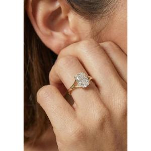 Solid Yellow Gold Cushion Cut Diamond Engagement Ring in Split Shank Prong Setting Handmade Anniversary Wedding Jewelry <b>Gift</b> - Product Image 4