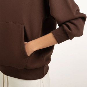 Sudadera con capucha de invierno ecológica 100% algodón en color sólido, diseño personalizado de alta calidad con logotipo, sudadera con capucha para mujer - Product Image 5