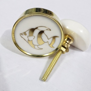 Dog Opaque White Resin Door <b>Knobs</b> with Metallic Inlay Stylish & Safe for Kids Rooms - Product Image 6