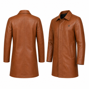 Veste de voiture en cuir véritable pour homme |   Cognac Black Olive |   Fabricant OEM ODM |   Conception de qualité supérieure |   Vêtements en cuir | - Product Image 3