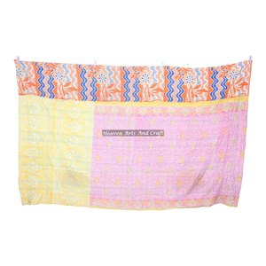 Premium Vintage Flower Design Handmade Reversible Kantha <b>Quilt</b> Indian Reversible Hand Stitched Heavy <b>Throw</b> Old Sari Blanket - Product Image 2
