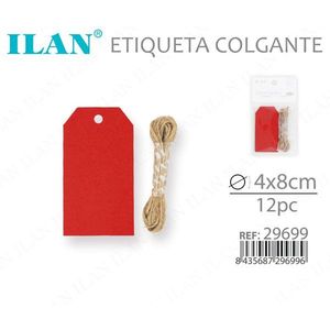 Etiqueta colgante Iln de 4x8 cm, roja, 12 unidades, para etiquetado de prendas - Product Image 3