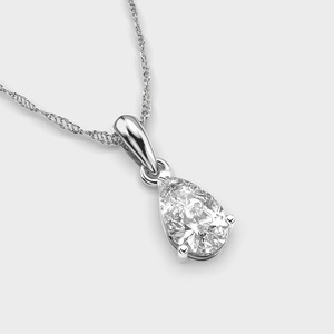IGI Certified Lab Grown Pear Shape Diamond Solitaire Pendant in <b>Solid</b> 925 Sterling <b>Silver</b> Teardrop Pendant for Women - Product Image 2