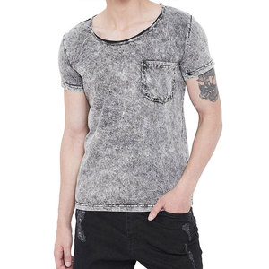T-shirt délavé à l'acide pour hommes, nouvelle collection, élégant, personnalisable, 100 % coton, manches courtes, style vintage - Product Image 1