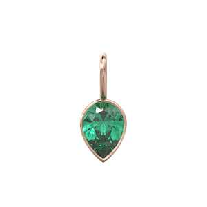 Pendentif Breloque en Or Jaune Massif 14 carats avec Émeraude Colombienne, Monture pour Bijoux / Pierre de Naissance de Mai / Pierre Précieuse Verte Naturelle de 7 mm - Product Image 6