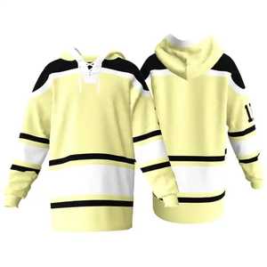 Unisex Ice Hockey Hoodie Full Sleeve <b>Striped</b> <b>Black</b> <b>White</b> Digital Print Breathable Quick Dry 100% Cotton Regular Fit Adult All - Product Image 2