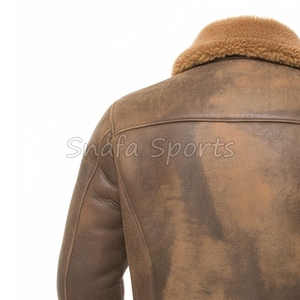 Hot Selling Men's Genuine Bomber <b>Fur</b> Lining High Street Style Waterproof Windproof Leather Jacket With OEM Service - Product Image 6