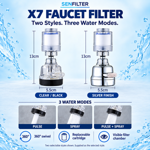 <span class=keywords><strong>Filtre</strong></span> à eau pour robinet à 3 modes avec cartouche en coton PP et billes minérales 360 °   Support pivotant pour cuisine et salle de bain - Product Image 2
