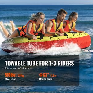 Tubi Gonfiabili in PVC e Vinile per Sport Acquatici, Rimorchiabili, per 1-3 Persone, Lunghezza 63 Pollici, Capacità 510 Libbre - Product Image 3