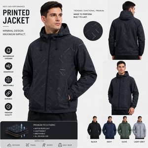 Chaquetas con Capucha Estampadas para Hombre, Impermeables, Resistentes al Viento, Ligeras, Cortavientos para Exteriores, Unisex, Logotipo Personalizado, Fabricante OEM ODM - Product Image 4