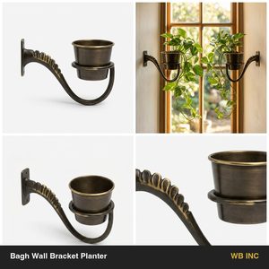 Antique Brass Handmade 22 cm Wall Planter Bagh Wall Bracket Planter for Home Decor Wedding Table Gift <b>Hanging</b> <b>Basket</b> Accessory - Product Image 6