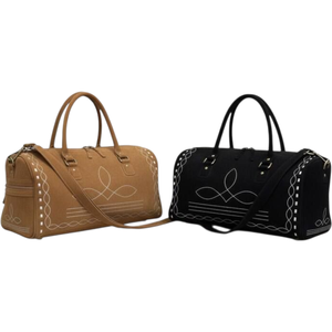 Sac de voyage pliable en daim marron de luxe, style sport décontracté, avec coutures aztèques en polyester, nouveau design, grande capacité, sac de week-end pour homme, vente chaude - Product Image 1