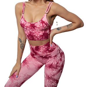 Nouvel Arrivage Ensemble de Yoga et d'Entraînement Personnalisé pour Femme, Motif Uni, 2 Pièces, en Spandex Anti-Bactérien, Idéal pour l'Été - Product Image 1