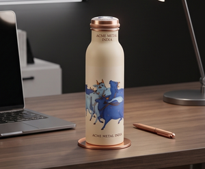 Botella de Agua de Cobre Blanco de Lujo con Diseño de Estampado de Vaca, Botella Duradera para Hidratación Diaria, Yoga, Gimnasio, Escuela, Oficina, Viajes y Regalos - Product Image 4