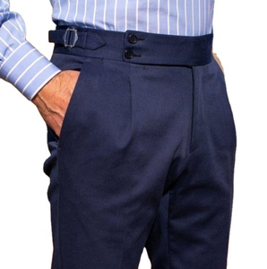 Pantalones de Lana 100% para Hombre, Hechos a Medida, Cómodos, con Ajustadores Laterales, Pliegue Único, Cierre de Cremallera Frontal, Tallas Grandes, Logotipo Personalizado, Estilo Napolitano - Product Image 2