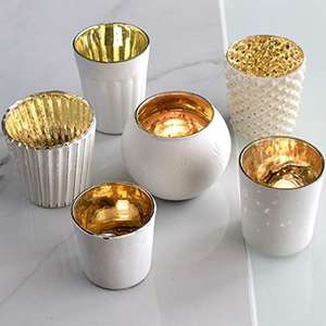 Lot de 6 pots en cire émaillée blanche pour bougies parfumées, parfaits pour l'éclairage des cadeaux de Noël et la décoration de la maison, décor élégant - Product Image 1