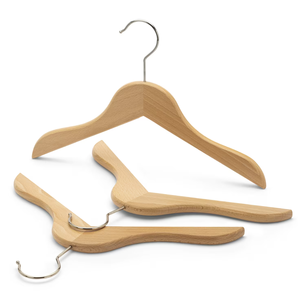 Cintre à vêtements en bois décoratif sur mesure avec crochet en acier inoxydable, durable et écologique - Product Image 1