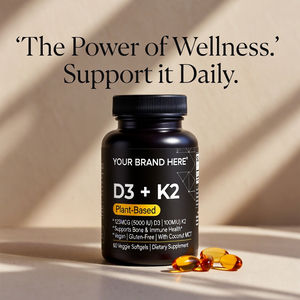 วิตามินดี3 + เค2 สำหรับผู้ใหญ่ สูตรวีแกน ปราศจากนม บรรจุ 60 แคปซูล ซอฟเจล ความเข้มข้นสูง 5000IU สารต้านอนุมูลอิสระ บำรุงกระดูกและเสริมภูมิคุ้มกัน ยอดขายดีที่สุด (OEM) - Product Image 2