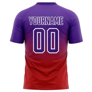 Maillot de football sublimé violet et rouge pour homme – Tenue de sport athlétique à manches courtes pour entraînement et match - Product Image 2
