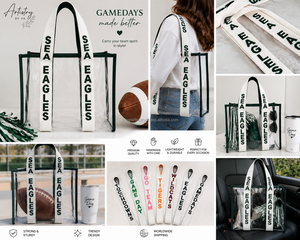 Bolsa Transparente para Estadio, Color Naranja, para el Día del Partido, Personalizada, de PVC, para Fanáticos del Deporte, Aprobada para Estadios, con Correa de Cuentas - Product Image 2