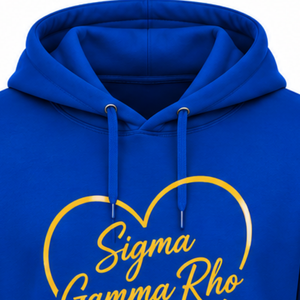 Sudadera con Capucha Universitaria para Mujer Sigma Gamma Rho, Azul Rey, Diseño Gráfico Personalizado de Hermandad, Sudadera con Letras Griegas, Moda Universitaria Urbana - Product Image 6