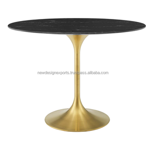 Table basse ronde en bois de style nordique avec base en forme de tulipe en or rose brillant, table d'appoint, mobilier moderne pour appartement, vente en gros - Product Image 5