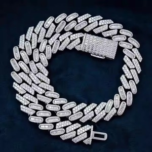 Luxury White <b>Gold</b> Cuban Link Chain Fully Iced Our VVS Studded Moissanite Diamond <b>Tester</b> Trendy Style Wedding Gift - Product Image 1