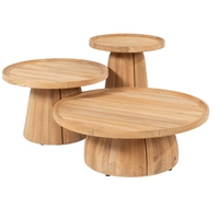 Ensemble de tables basses contemporaines en teck Kurnia Java, écologiques et stables, tables gigognes modernes, luxe pour salon, villa, resort, maison