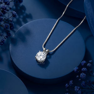 Collier pendentif solitaire en diamant cultivé en laboratoire, coupe ronde, quatre griffes, classique, minimaliste, élégant, cadeau pour femme, bijoux - Product Image 4