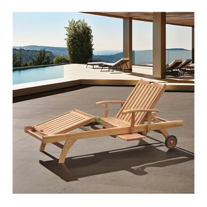 Chaises longues de jardin modernes et naturelles, pour extérieur, piscine, pliables et durables, en vente - Product Image 5