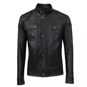 2026 Men's Black <b>Leather</b> <b>Jacket</b> Turn-down Collar Button Closure Workwear Style Regular Fit Eco-Friendly <b>Jacket</b> For Sale - Product Image 6