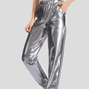 Party Elastic High Rise Sexy Metallic Sequined Pants Women Trousers Wide Leg Pants for Women - Product Image 3
