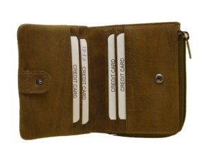 Genuine Leather Zipper <b>Wallet</b> Unisex Short Minimalist Design Durable Daily Use Brown Color - Product Image 3
