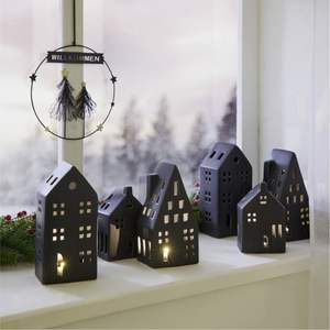 Porte-bougie moderne en métal noir, style nordique, lanterne en métal pour la décoration de table de Noël, vente en gros de porte-bougie - Product Image 1