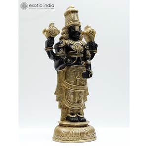 รูปปั้นแขวนผนังทองเหลืองขนาด 16 นิ้ว รูปทิรุปตี บาลากี (เวนกาเตสวารา) งานศิลปะอินเดียสุดหรู รุ่น DDM478 สำหรับตกแต่งบ้าน - Product Image 4