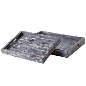 New Design Customizable Size <b>MOP</b> Resin Inlay Tray Handmade Mother of Pearl <b>Handle</b> for Ramadan Gift Serving Tray - Product Image 1