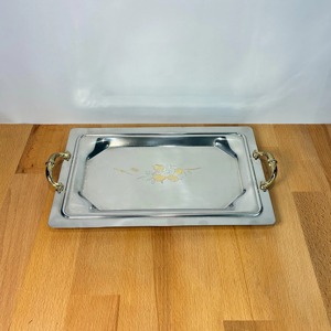 Premium Stainless Steel <b>Metal</b> <b>Tray</b> for Food Serving Catering Hotel Restaurant wedding home office Traditional Style Handle use - Product Image 4