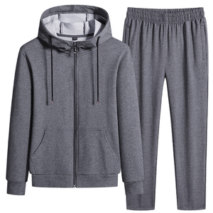 Ensemble de survêtement pour homme avec sweat à capuche zippé et pantalon de jogging à revers, 2 pièces, tenue de sport décontractée, vente en gros - Product Image 5