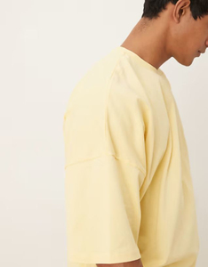 T-shirt personnalisé pour homme, coupe ample, col rond, épaules tombantes, manches longues, 100% coton, imprimé DTG, style été. - Product Image 3