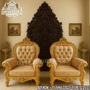 Juego de Sillas de Madera con Acabado Dorado de Diseño Europeo Clásico, Silla de Salón de Respaldo Alto Personalizada para Decoración de Interiores, Silla de Estilo Rococó - Product Image 4