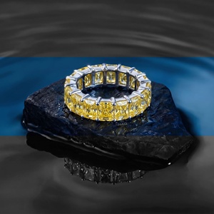 lab grown <b>diamond</b> <b>ring</b> yellow <b>diamond</b> eternity band radiant cut full eternity <b>ring</b> luxury wedding band for women - Product Image 2